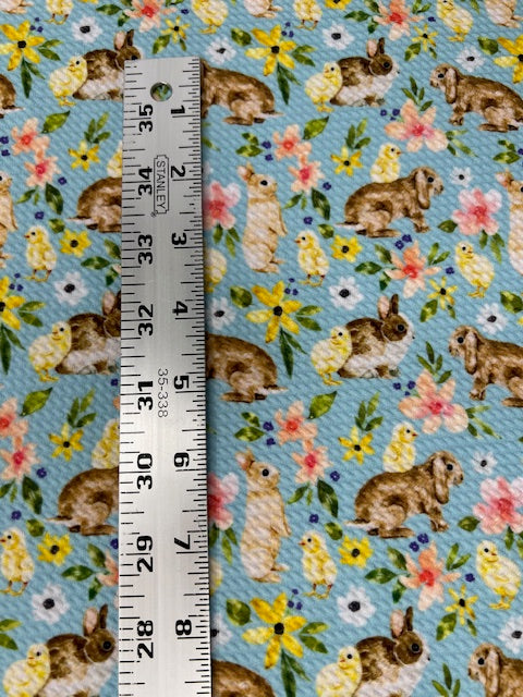 Cate & Rainn Bunny Burrow, Bunnies & Chicks Blue Bullet Fabric