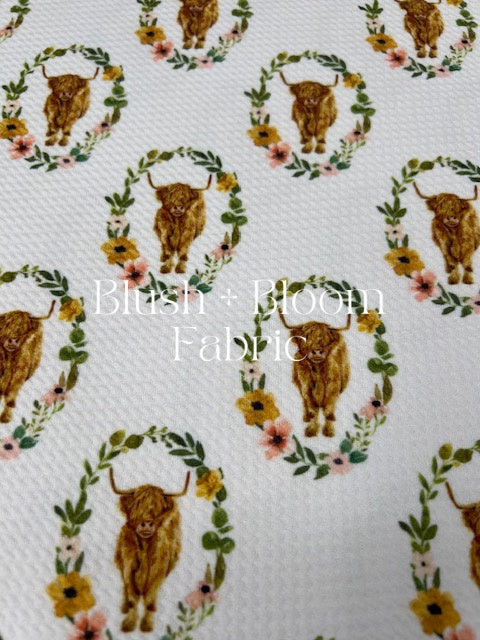 Cate & Rainn Charlotte Highland Cow Wreath Bullet Fabric