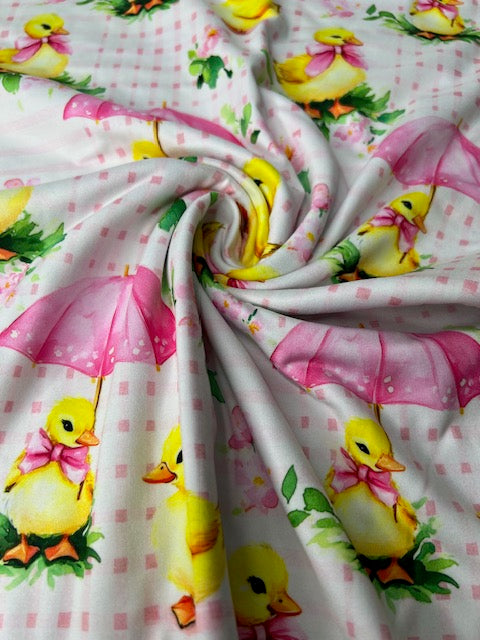 Adorable Duck Umbrellas DBP Fabric, Super Soft Stretchy DBP Fabrics