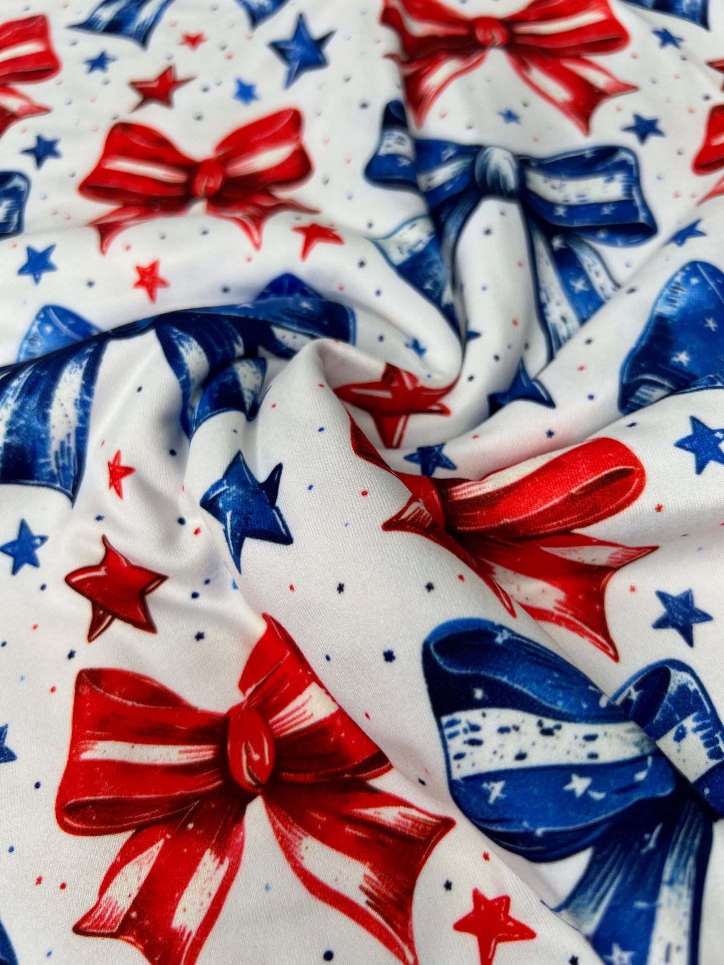 USA Coquette Bows DBP Fabric, Super Soft & Stretchy DBP Fabrics