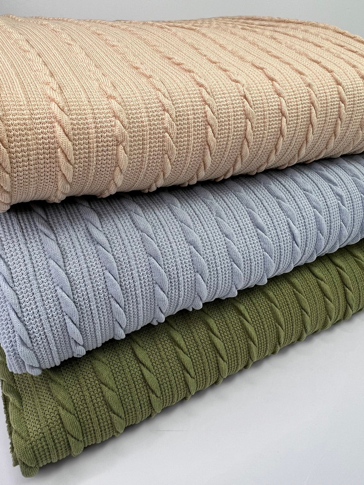 Oatmeal Cable Rib Knit Fabric