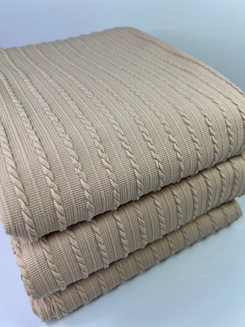 Oatmeal Cable Rib Knit Fabric