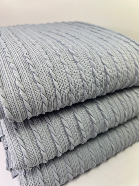 Dusty Blue Cable Rib Knit Fabric