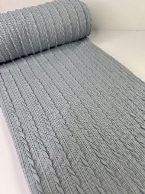 Dusty Blue Cable Rib Knit Fabric