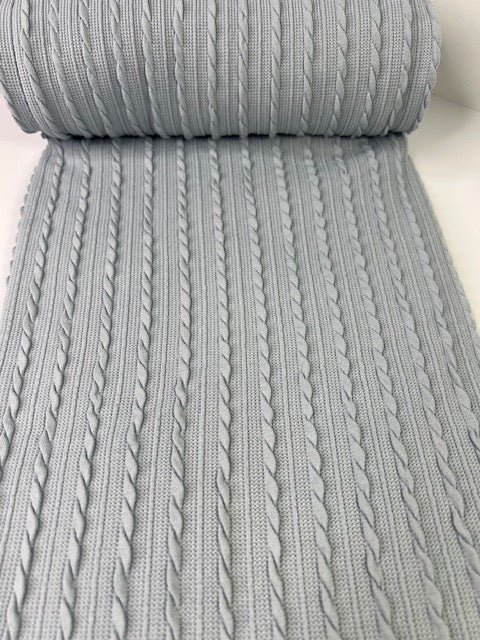 Dusty Blue Cable Rib Knit Fabric