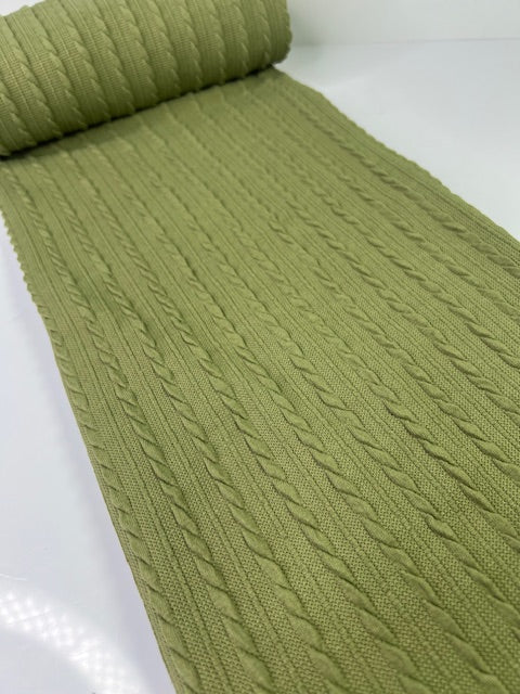 Olive Cable Rib Knit Fabric
