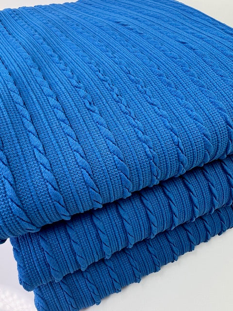 Royal Blue Cable Rib Knit Fabric