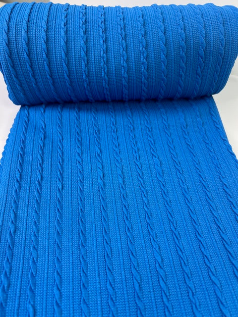 Royal Blue Cable Rib Knit Fabric