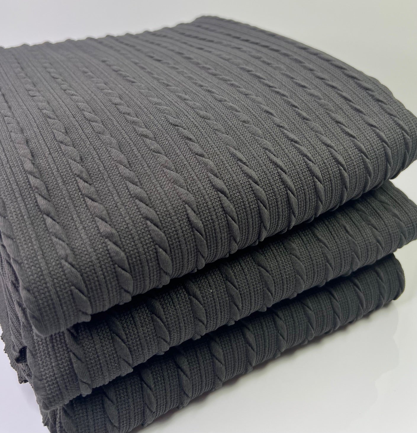 Charcoal Cable Rib Knit Fabric