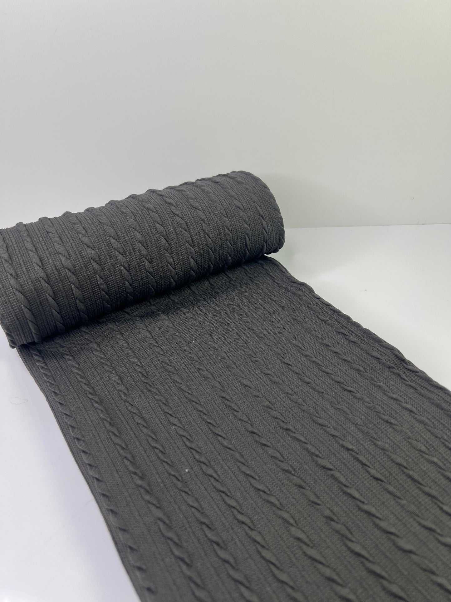 Charcoal Cable Rib Knit Fabric