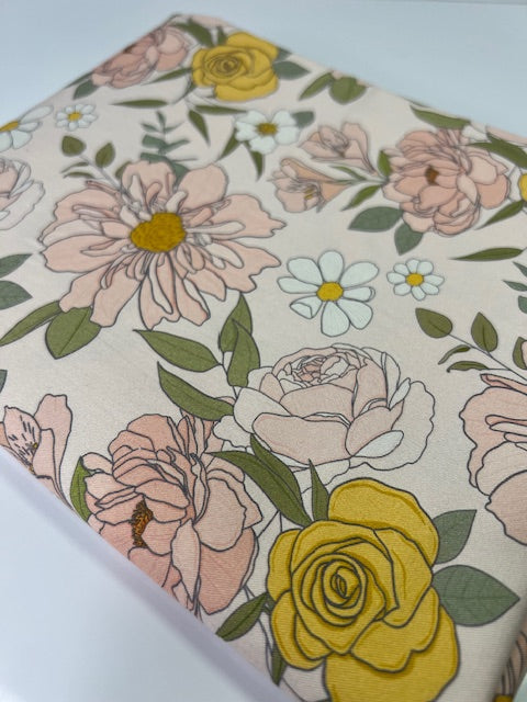 Claire Bright Floral Pink 100% Cotton, Cate & Rainn Claire Bright Floral Cotton Fabric, Quilting Cotton