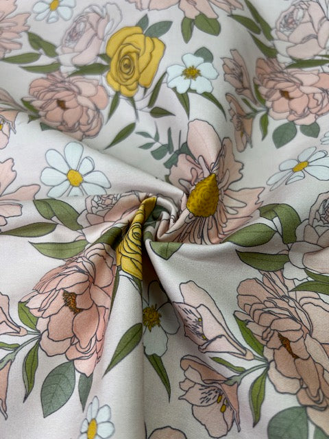 Claire Bright Floral Pink 100% Cotton, Cate & Rainn Claire Bright Floral Cotton Fabric, Quilting Cotton