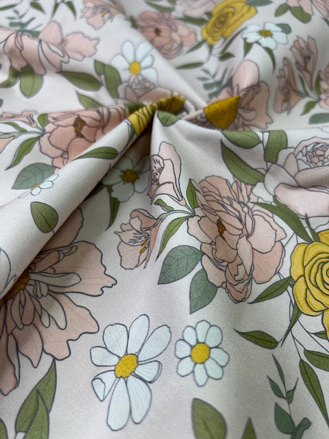 Claire Bright Floral Pink 100% Cotton, Cate & Rainn Claire Bright Floral Cotton Fabric, Quilting Cotton