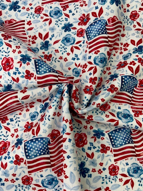 Freedom Flags 100% Cotton, Cate & Rainn Freedom Flags Cotton Fabric, Quilting Cotton