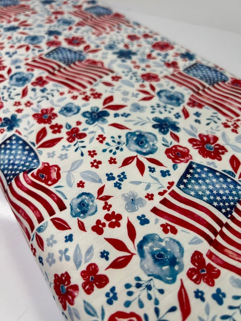Freedom Flags 100% Cotton, Cate & Rainn Freedom Flags Cotton Fabric, Quilting Cotton
