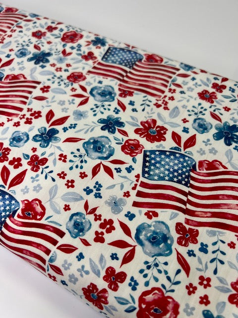 Freedom Flags 100% Cotton, Cate & Rainn Freedom Flags Cotton Fabric, Quilting Cotton