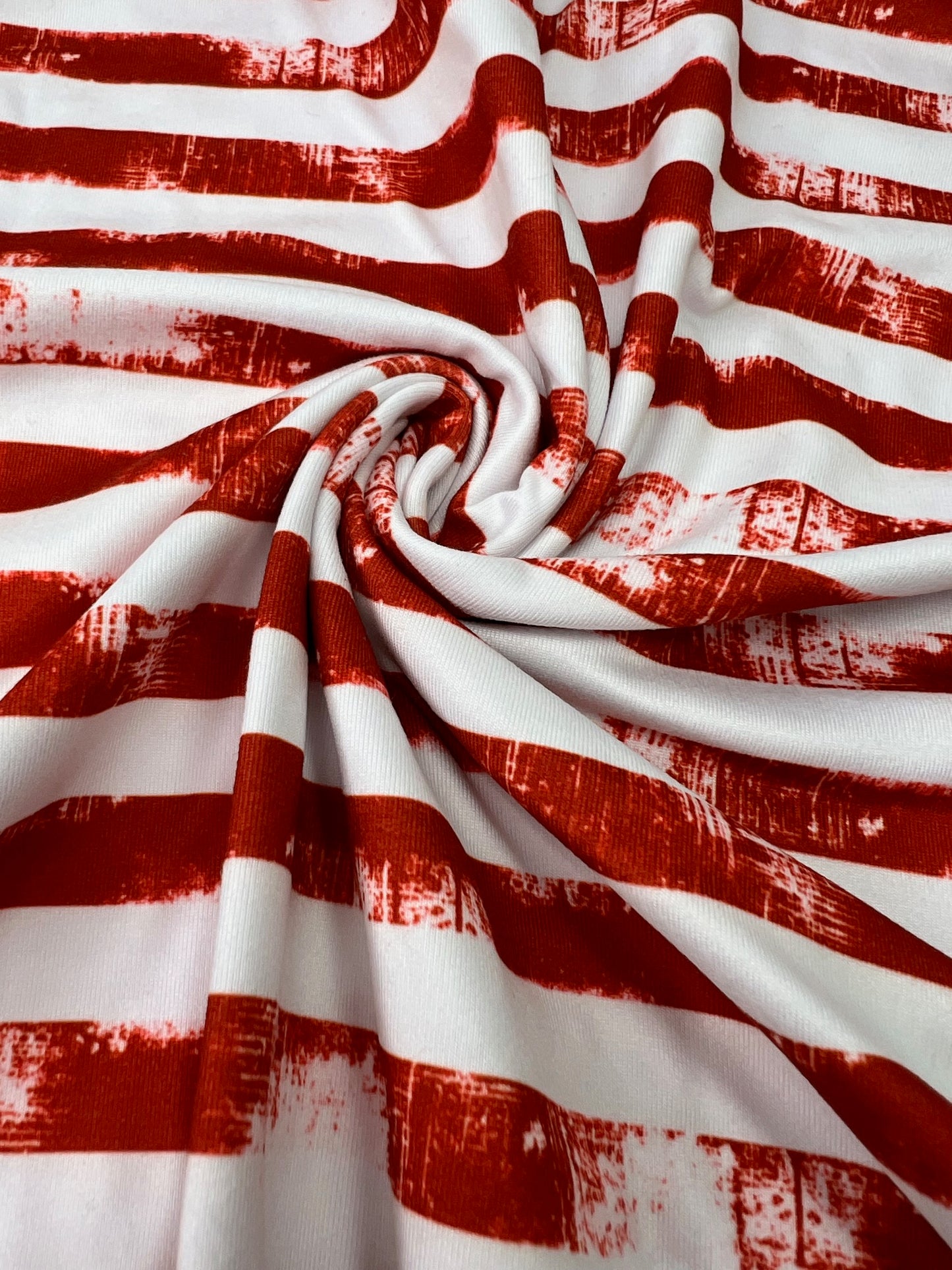 USA Distressed Red & White Stripe DBP Fabric, Super Soft & Stretchy DBP Fabrics