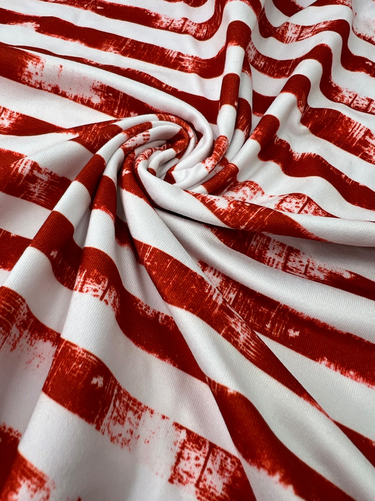 USA Distressed Red & White Stripe DBP Fabric, Super Soft & Stretchy DBP Fabrics