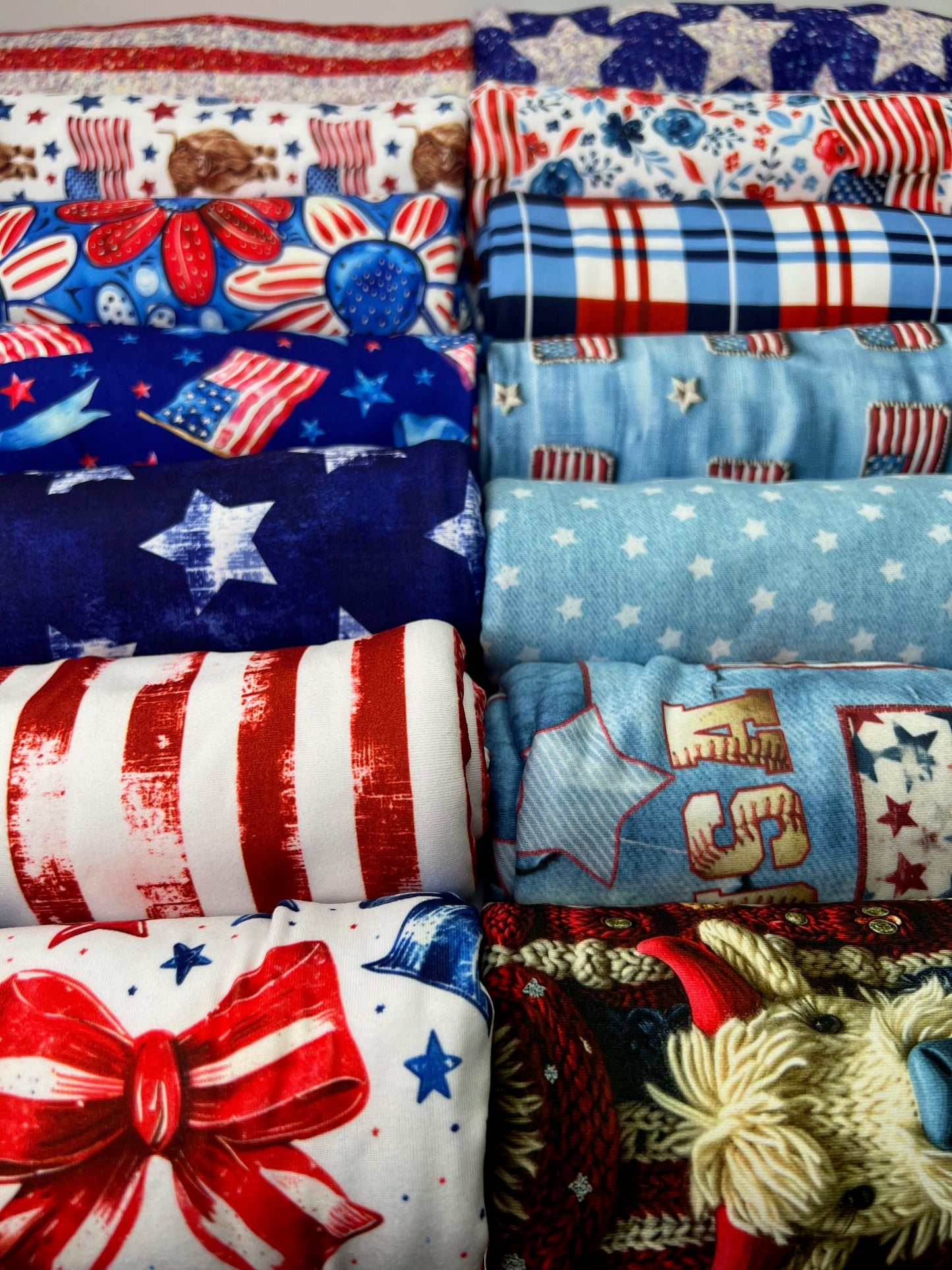 USA Flags & Coquette Bows DBP Fabric, Super Soft & Stretchy DBP Fabrics