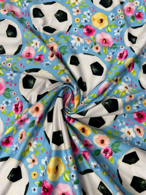Floral Soccer DBP Fabric, Super Soft Stretchy DBP Fabrics