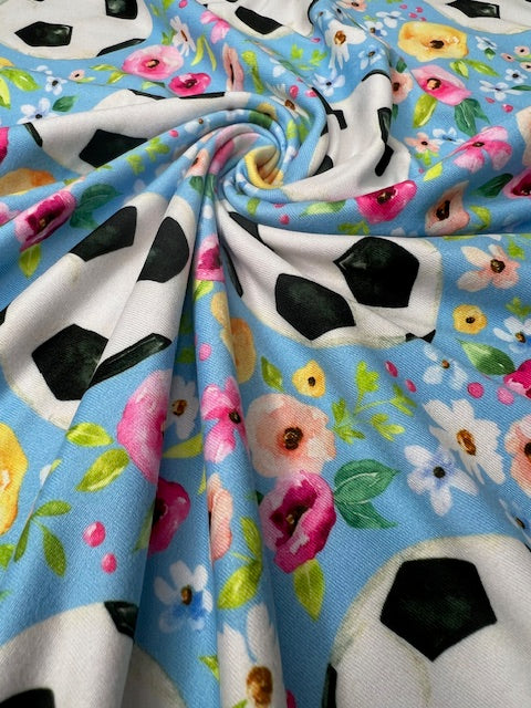 Floral Soccer DBP Fabric, Super Soft Stretchy DBP Fabrics