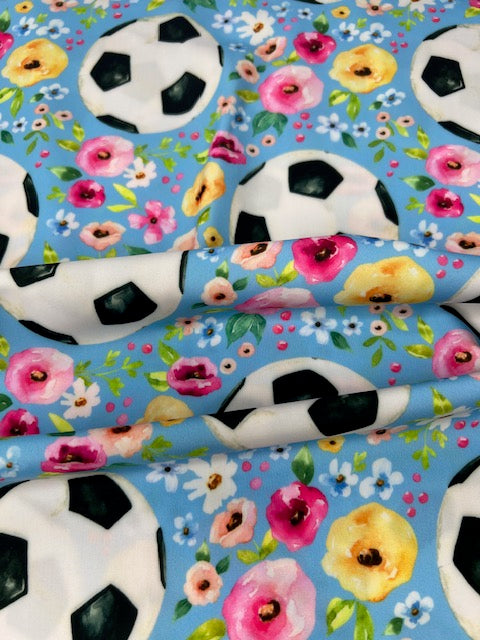 Floral Soccer Spandex 250 Fabric, Super Nice Weight, Stretchy Spandex Fabric.
