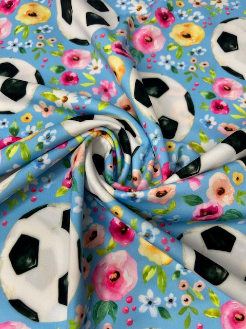 Floral Soccer Spandex 250 Fabric, Super Nice Weight, Stretchy Spandex Fabric.