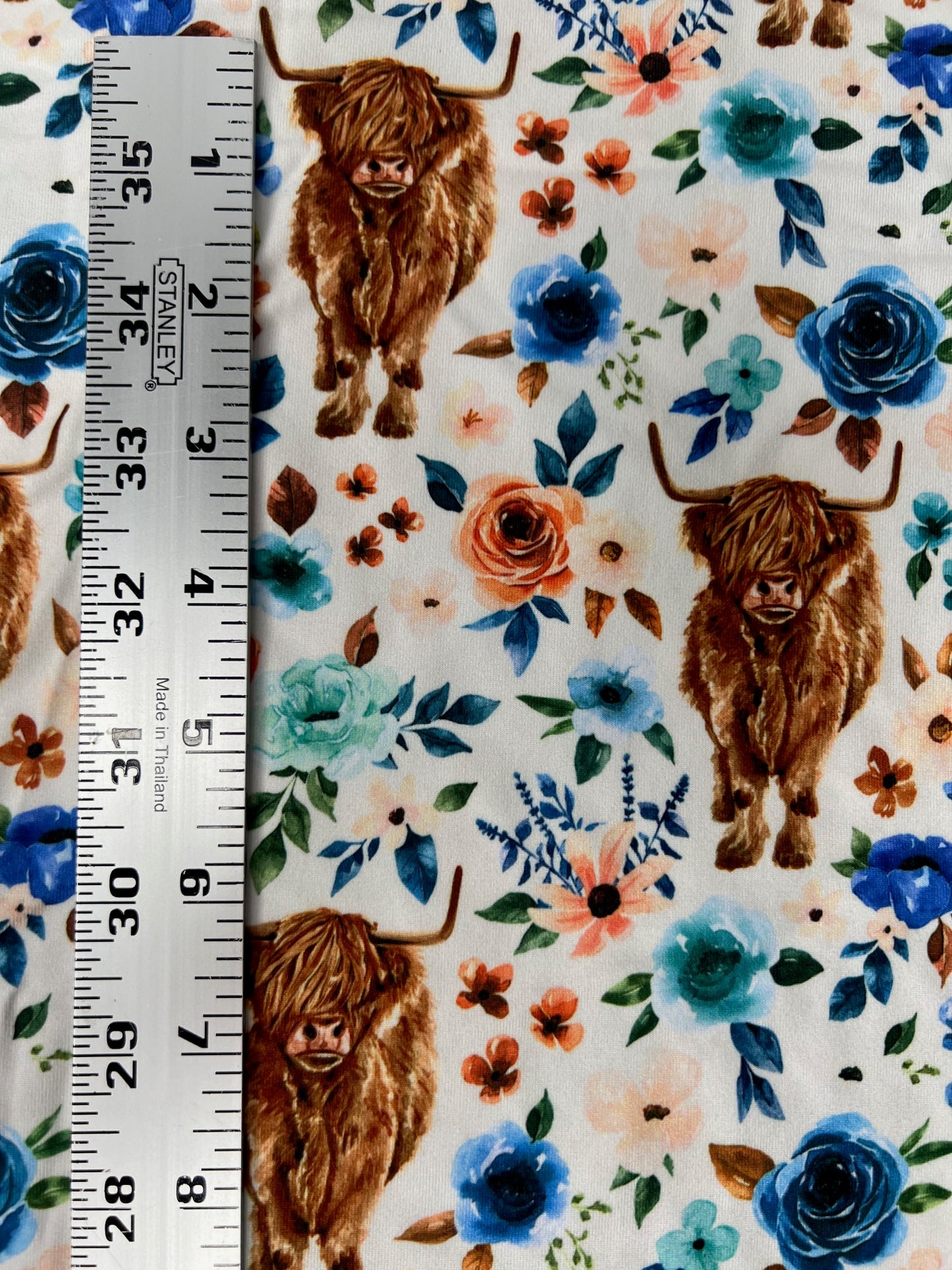 Highland Cows & Florals DBP, Stretchy and Soft DBP Fabric