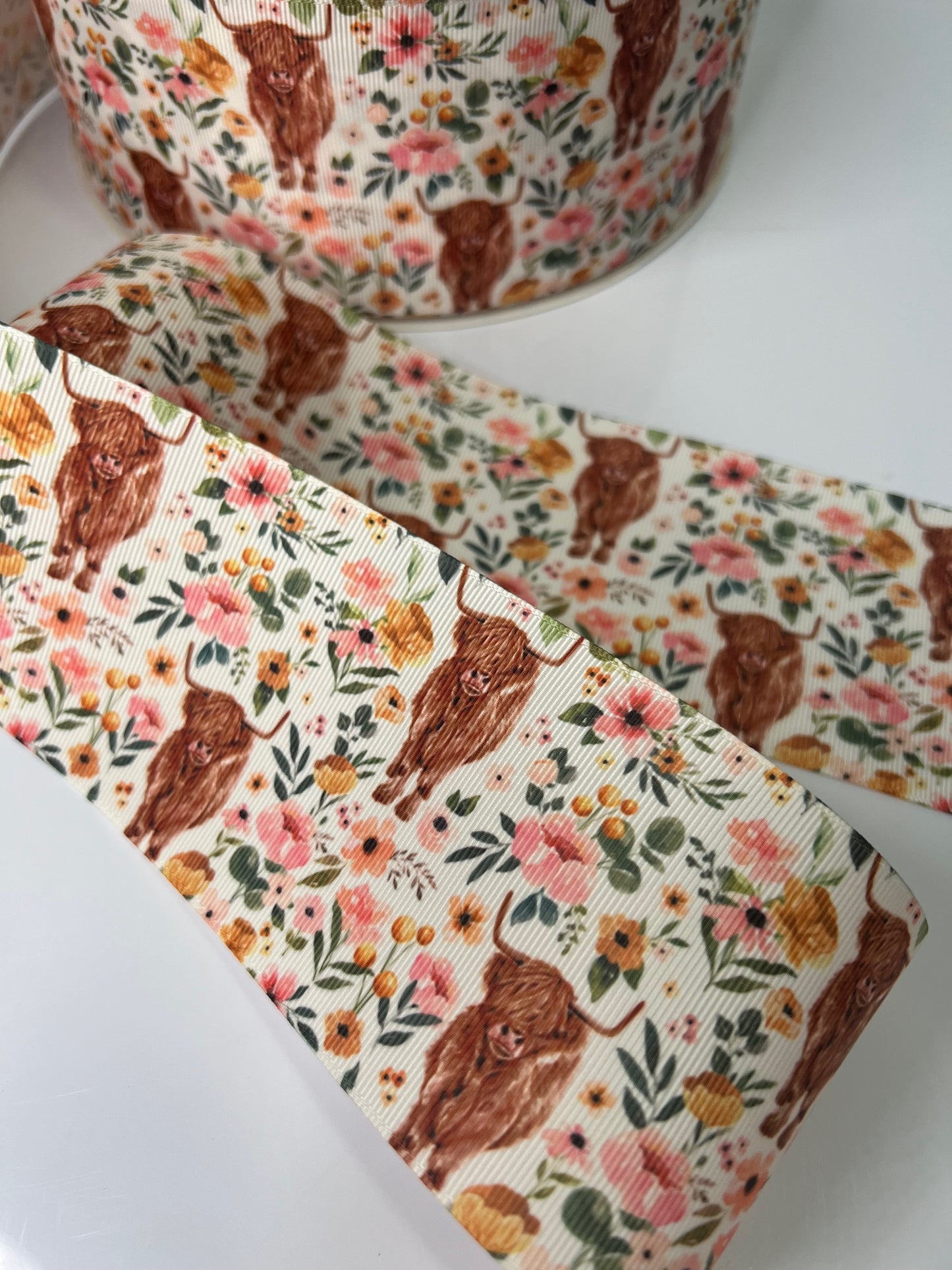 3" Highland Cow Grosgrain Ribbon - A Touch of Rustic Charm