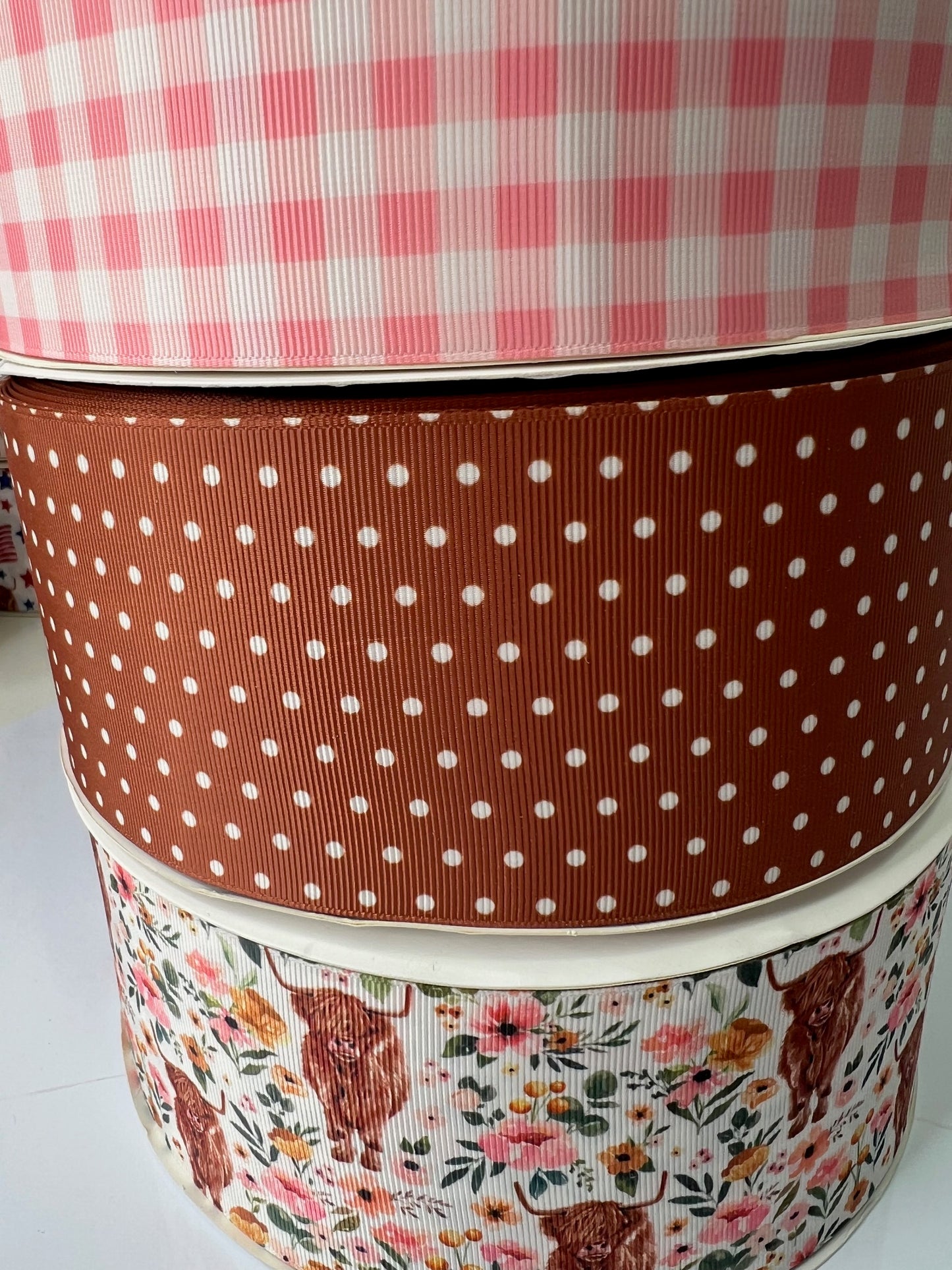 High-Quality 3" Brown Polka Dot Ribbon: Coordinates with Highland Cows!
