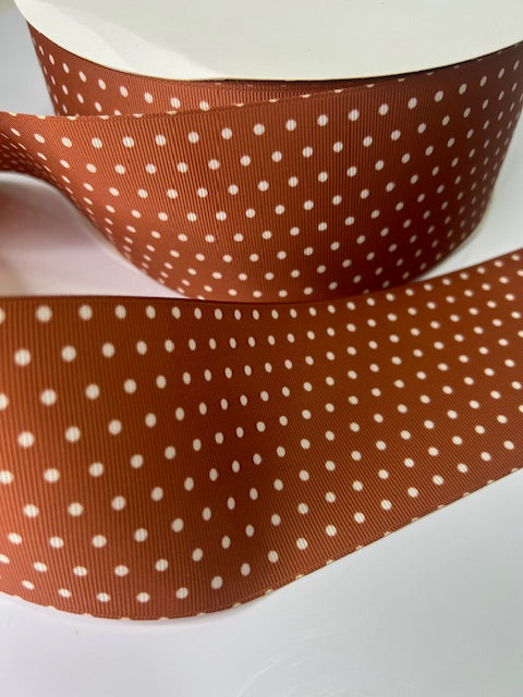 High-Quality 3" Brown Polka Dot Ribbon: Coordinates with Highland Cows!