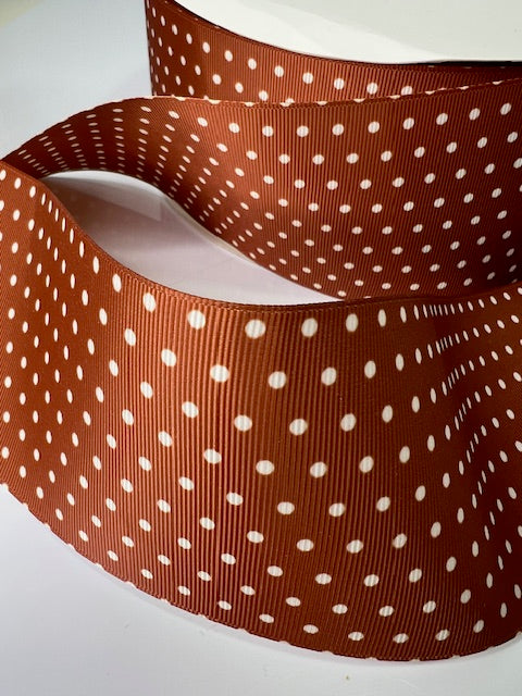 High-Quality 3" Brown Polka Dot Ribbon: Coordinates with Highland Cows!