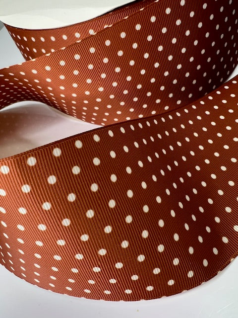High-Quality 3" Brown Polka Dot Ribbon: Coordinates with Highland Cows!