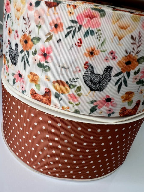 High-Quality 3" Brown Polka Dot Ribbon: Coordinates with Highland Cows!