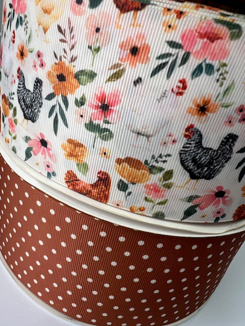 High-Quality 3" Brown Polka Dot Ribbon: Coordinates with Highland Cows!