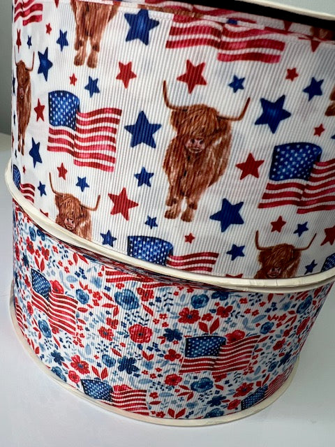 3" USA Patriotic Cows Grosgrain Ribbon: A Unique & Festive Touch!