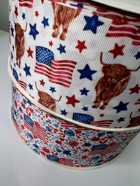 3" USA Patriotic Cows Grosgrain Ribbon: A Unique & Festive Touch!