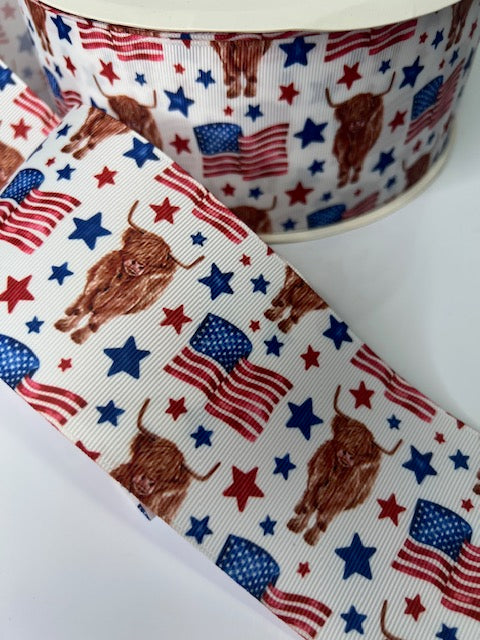 3" USA Patriotic Cows Grosgrain Ribbon: A Unique & Festive Touch!