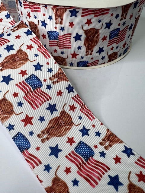 3" USA Patriotic Cows Grosgrain Ribbon: A Unique & Festive Touch!