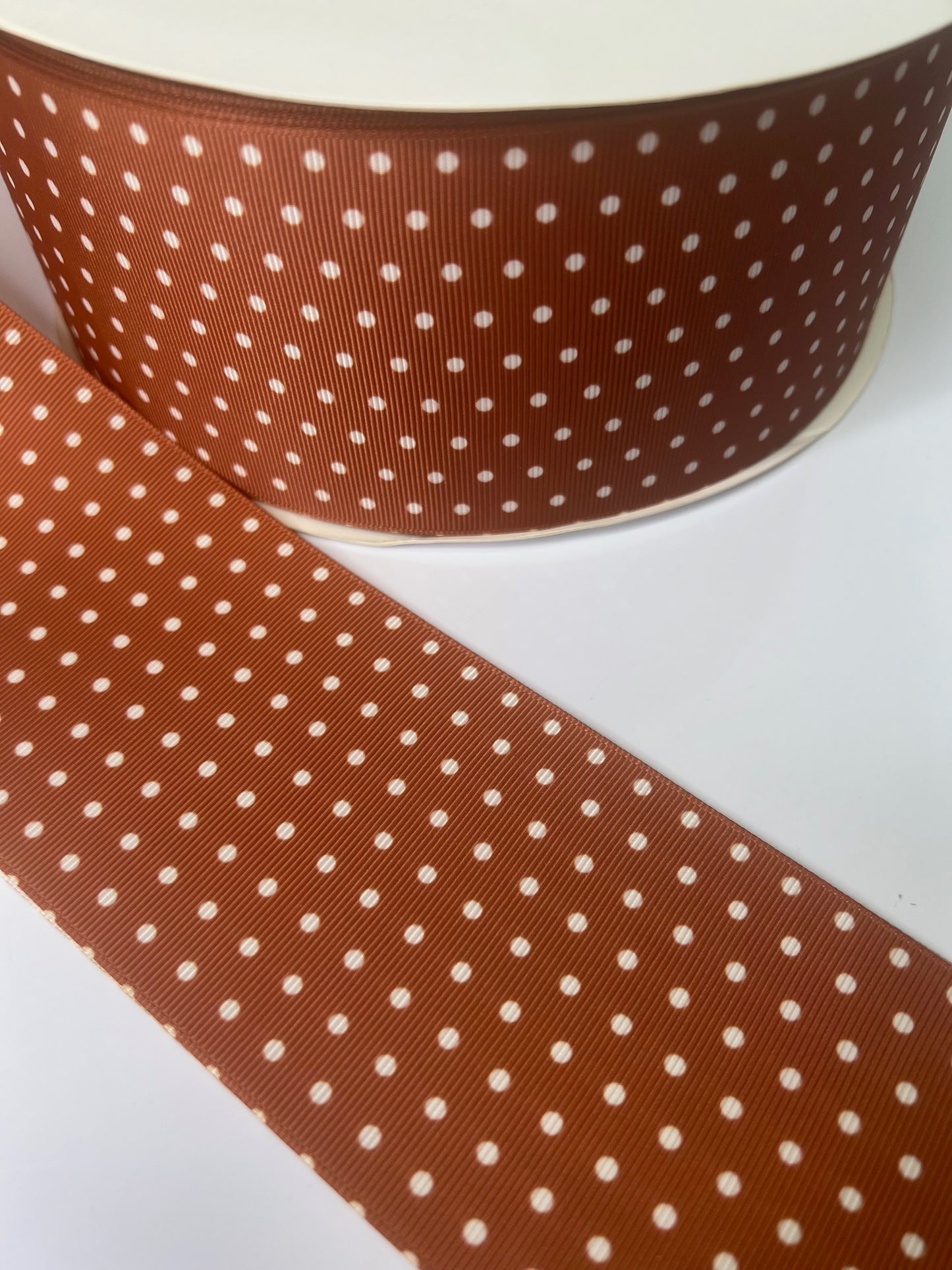 High-Quality 3" Brown Polka Dot Ribbon: Coordinates with Highland Cows!