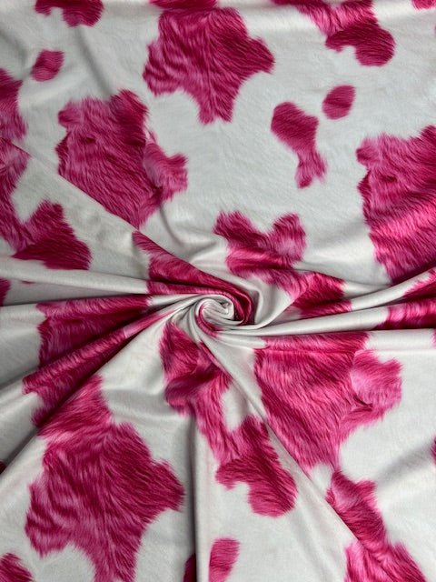 Howdy Western Pink Cowhide Fur DBP Fabric
