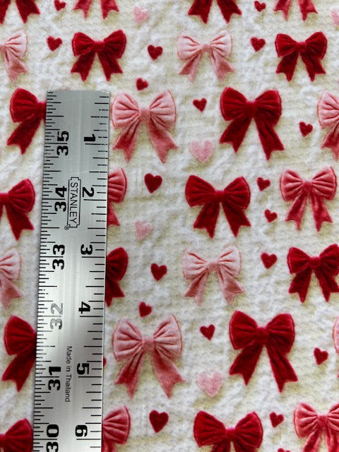 Coquette Red Pink Bow Hearts Bullet Fabric