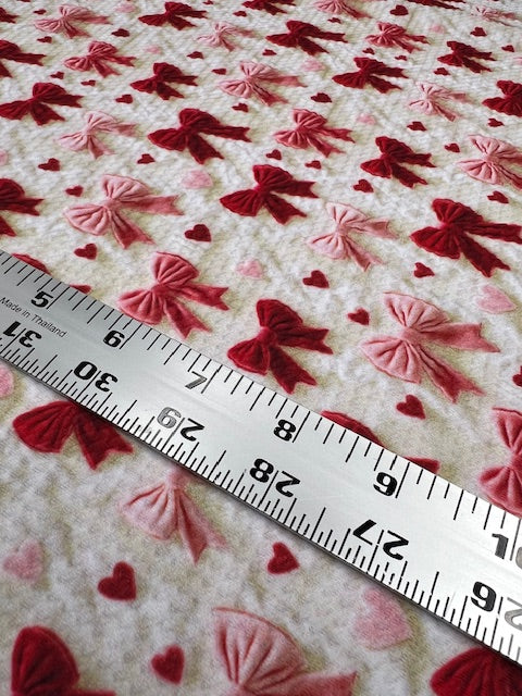Coquette Red Pink Bow Hearts Bullet Fabric