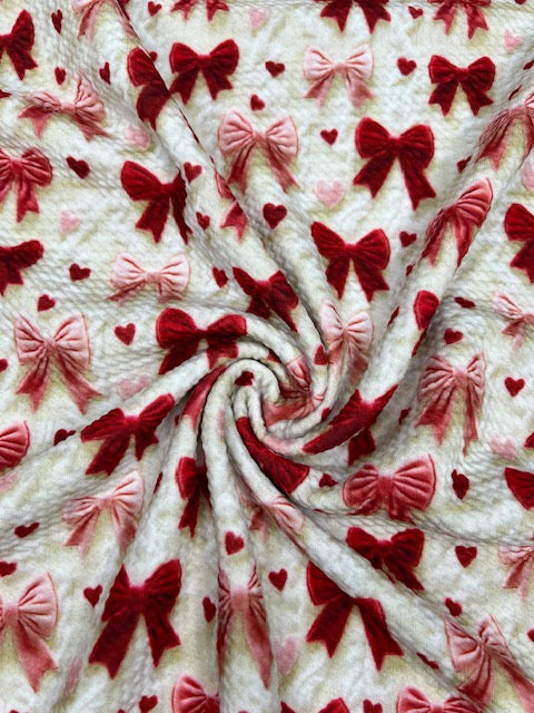 Coquette Red Pink Bow Hearts Bullet Fabric