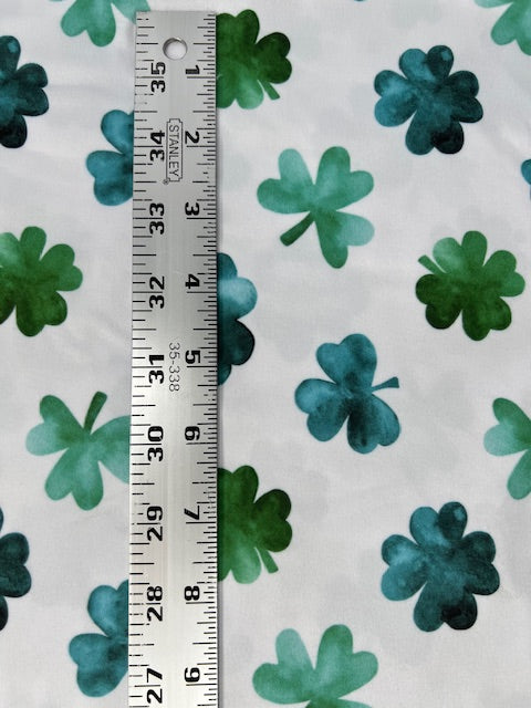 Cate & Rainn St Patrick's Day Shamrock White DBP Fabric
