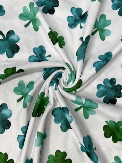 Cate & Rainn St Patrick's Day Shamrock White DBP Fabric