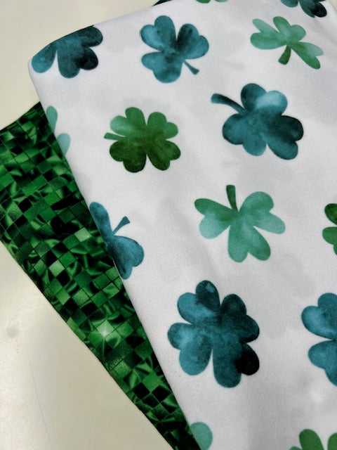Cate & Rainn St Patrick's Day Shamrock White DBP Fabric