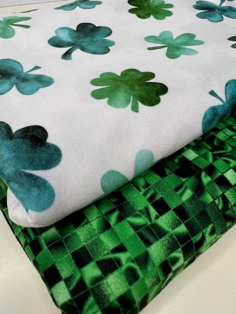 Cate & Rainn St Patrick's Day Shamrock White DBP Fabric