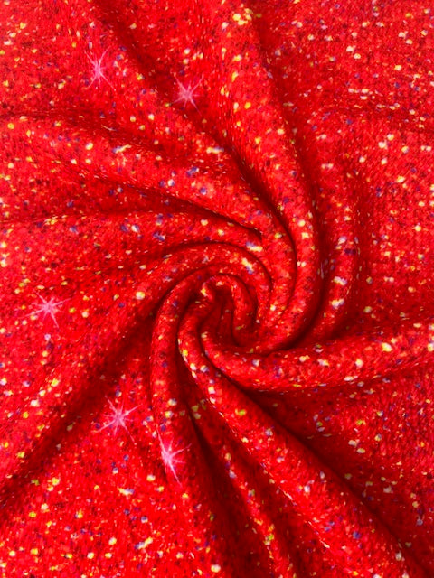 Red Faux Glitter Bullet Fabric
