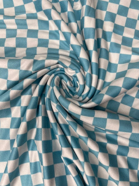 Retro Patterns, Checkered Aqua and White DBP Fabric